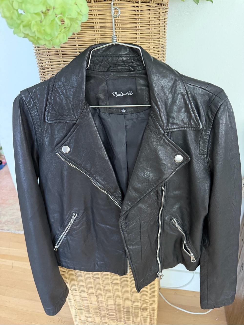 Madewell Black Leather Asymmetric Moto Jacket